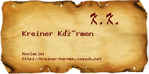 Kreiner Kármen névjegykártya